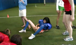 Sexy league is showing off their shaved cunts in hot lesbian videos