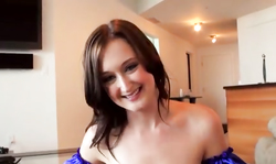 Sweet brunette gets turned on by sucking on a cock