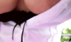 Cute brunette Suzy Fox raises her black miniskirt just to be fucked