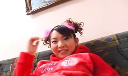 Pigtailed Asian chick Ami Kago shows off her underwear