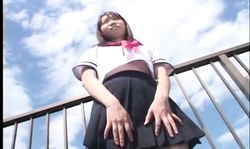 Innocent Asian schoolgirl Ryoko Yaka shows her underwear