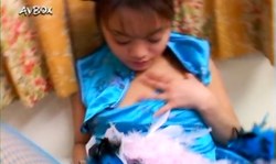 Japanese cutie Sayaka Kusunoki slowly shows off her naked tits