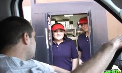 Good-looking brunettes are sucking and fucking for money