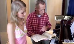 Pretty hot blondie likes intensive oral sex with an old man