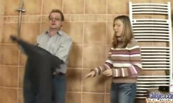 Amazing young blonde really want to suck an old man