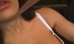 Gorgeous busty brunette in stockings likes Nylon Fetish