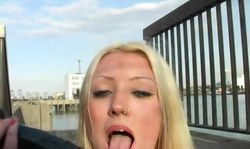 Busty British wife sticks a big black toy in her pierced cunt