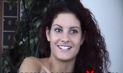 Curly-haired casting girl is looking for a big loaded boner