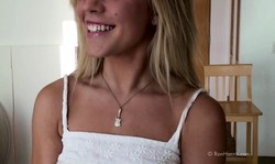 Soloing teen with massive natural boobies and a dildo