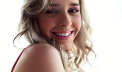 Beauty teen in pink panties poses topless on high heels