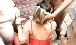 Extremely hot amateur gangbang with a busty slut Christina