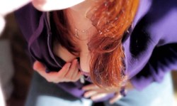 Bright redhead hottie sucks a dick in art of blowjob style