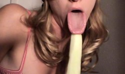 Stunning tongue fetish with an astonishing amateur blonde