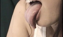 Adorable amateur lady with long tongue demonstrates her talents