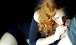 Good-looking redhead lady nicely sucks a loaded wiener