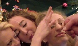 Three adorable young babes are getting nicely facialized