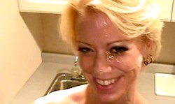 Very playful amateur blonde is sucking a for a messy facial