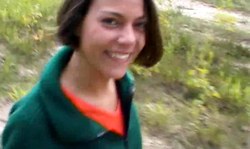 Tricky short-haired teen in purple bra received a good facial