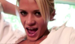 Very sweet cam girl blonde demonstrates her naked pink pussy