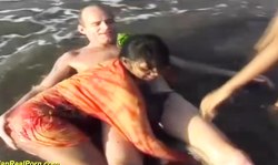 threesome indian beach fun