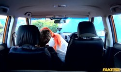 Sexy stud with big boobs sucks a cock of a driving teacher