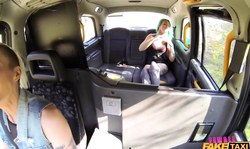 Female Fake Taxi girl seduced a slender green-haired pax