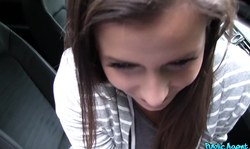 Brunette Cindy Loarn slowly sucks a dick of an agent