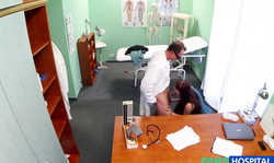Impressive doctor getting an amazing deep blowjob by a slender slut
