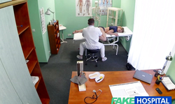 Seductive doctor touching her pussy and taking off panties