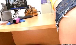 Tattooed blondie MILF sucks a huge sausage on the casting