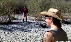 Cowboy seduced and bangs a Barely Legal busty brunette in the bedroom