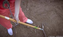 Infernal Restraints black guard fucks a white prisoner from behind