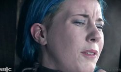 Infernal Restraints master is caning his blue-haired victim