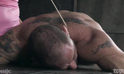 Dirty man gone in slavery and asking for more during his first BDSM adventure