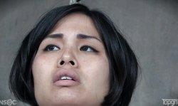 Lustful Asian hottie with hairy snatch enjoys her first BDSM action