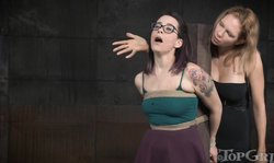 Tattooed young slut with purple hairs really likes filthy BDSM