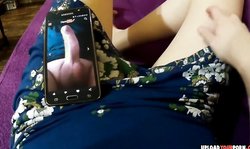 Girl Masturbating And Looking At A Dick Pic