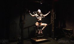 Masked mademoiselle and her dirty master in the dark room