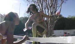 Rocco Siffredi's chicks Skin Diamond and Bonnie Rotten fuck outdoors