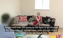 Casting girl demonstrating her amazing curves for interviewer