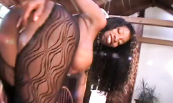 Big-breasted slut in bodystocking sitting on his face