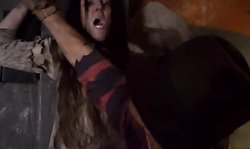 Horror Porn Freddy Cruger treats a screaming big-boobed brunette