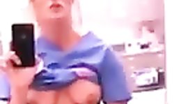 Horny nurse getting off on her job