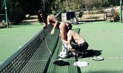 Hot tennis player Ariana Grand is sucking her couch with love