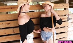 Busty country teens satisfy their sexy BFF from town