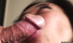 Exotic Asian model Hairy Undies Lucky Starr sensually sucks a big cock