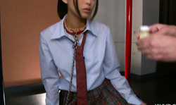 Clothed Asian schoolgirl swallowing sperm in the video by Jav HD