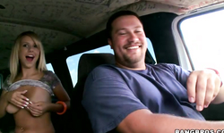 Driver caught a nice blonde milf to fuck in Bangbus