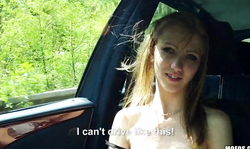 Dirty young bitch is getting tasty hard cock in her mouth