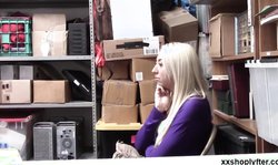 Blonde Shoplifter Teen Jessica Jones grinds LPs cock